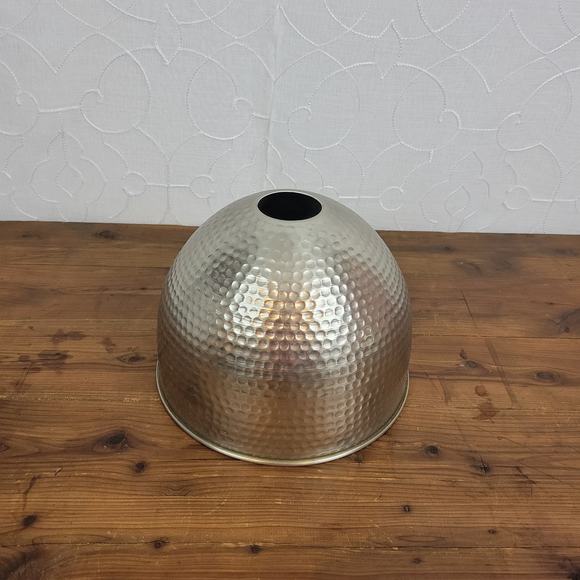 Ser of 2 Hammered Pendant Shades Dome Shape Silver Chrome Finish NEW - Picture 1 of 5